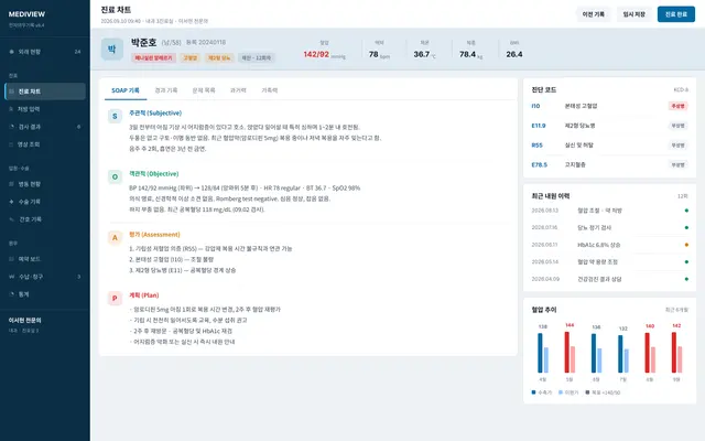 MEDIVIEW EMR 진료 차트