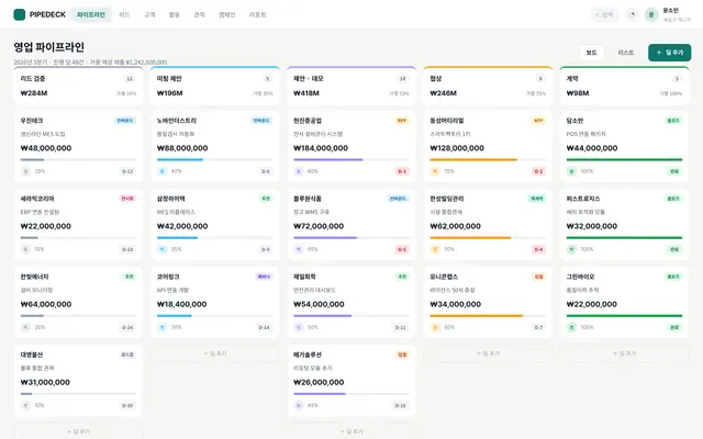 PIPEDECK CRM 영업 파이프라인